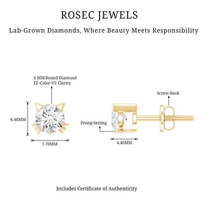 Certified 6MM Lab Grown Diamond Cute Cat Earrings