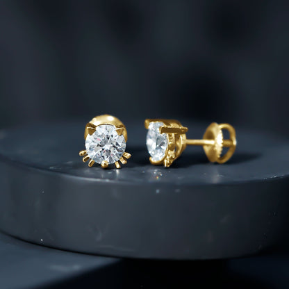 Certified 6MM Lab Grown Diamond Cute Cat Earrings
