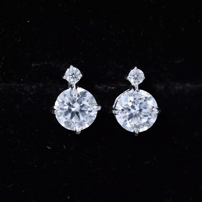 Lab 1.9 Carat Round Diamond Solitaire Stud Earrings