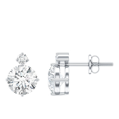 Lab 1.9 Carat Round Diamond Solitaire Stud Earrings