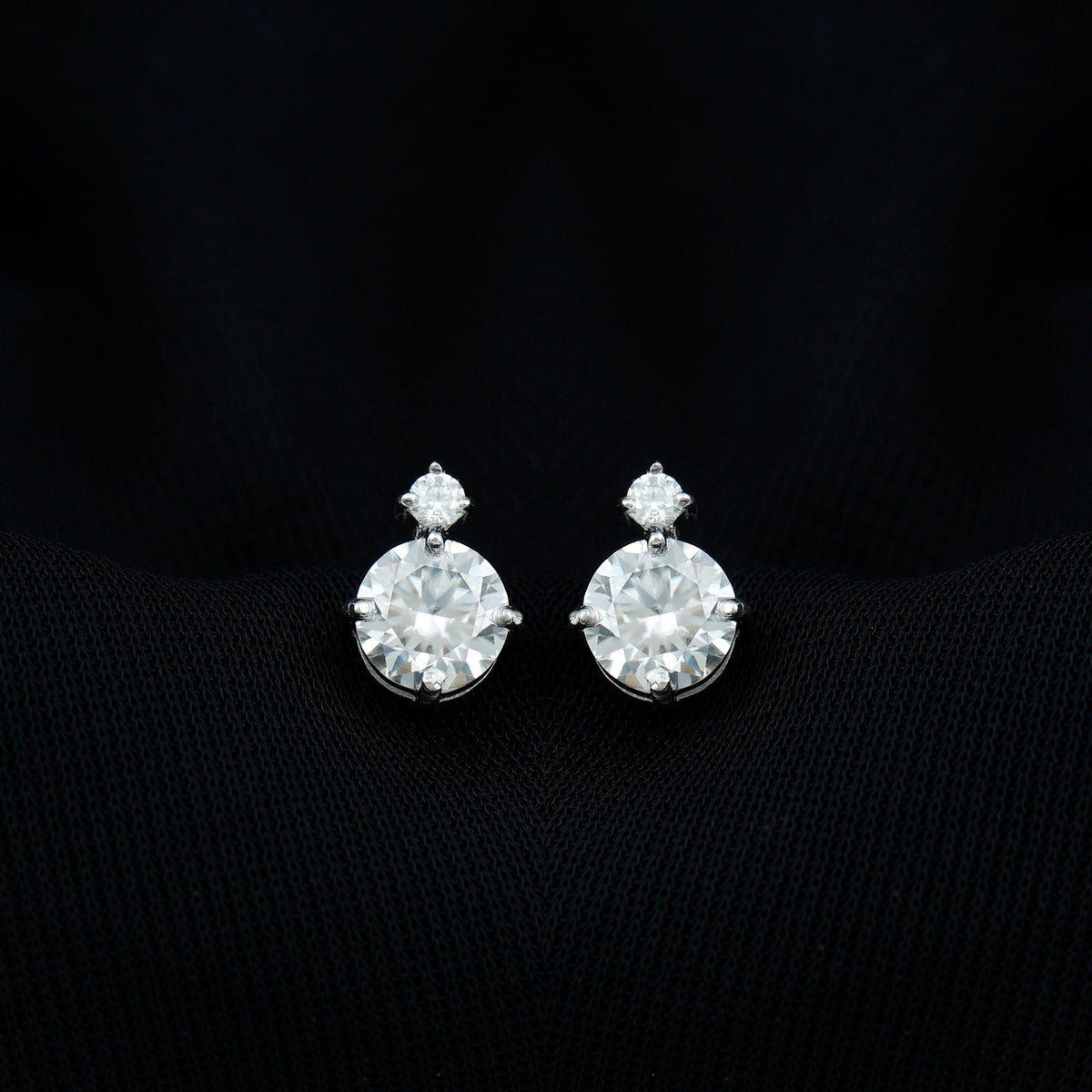 Lab 1.9 Carat Round Diamond Solitaire Stud Earrings