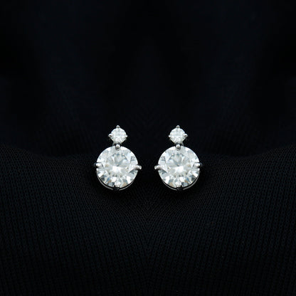 Lab 1.9 Carat Round Diamond Solitaire Stud Earrings