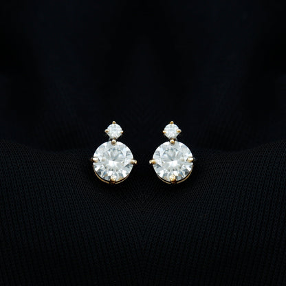 Lab 1.9 Carat Round Diamond Solitaire Stud Earrings