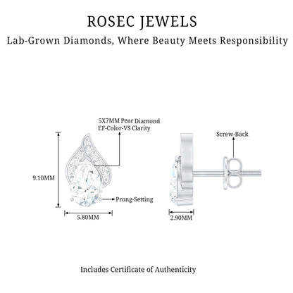 Pear Shape Lab Grown Diamond Classic Stud Earrings