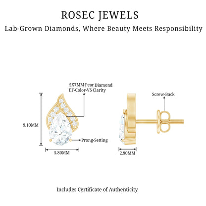 Pear Shape Lab Grown Diamond Classic Stud Earrings