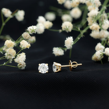 0.9 Carat Brilliant Cut Lab Grown Diamond Stud Earrings