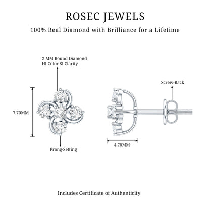 Diamond Flower Cluster Earrings For Women