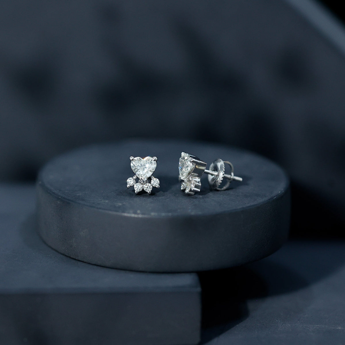 Natural Diamond Paw Stud Earrings for Women