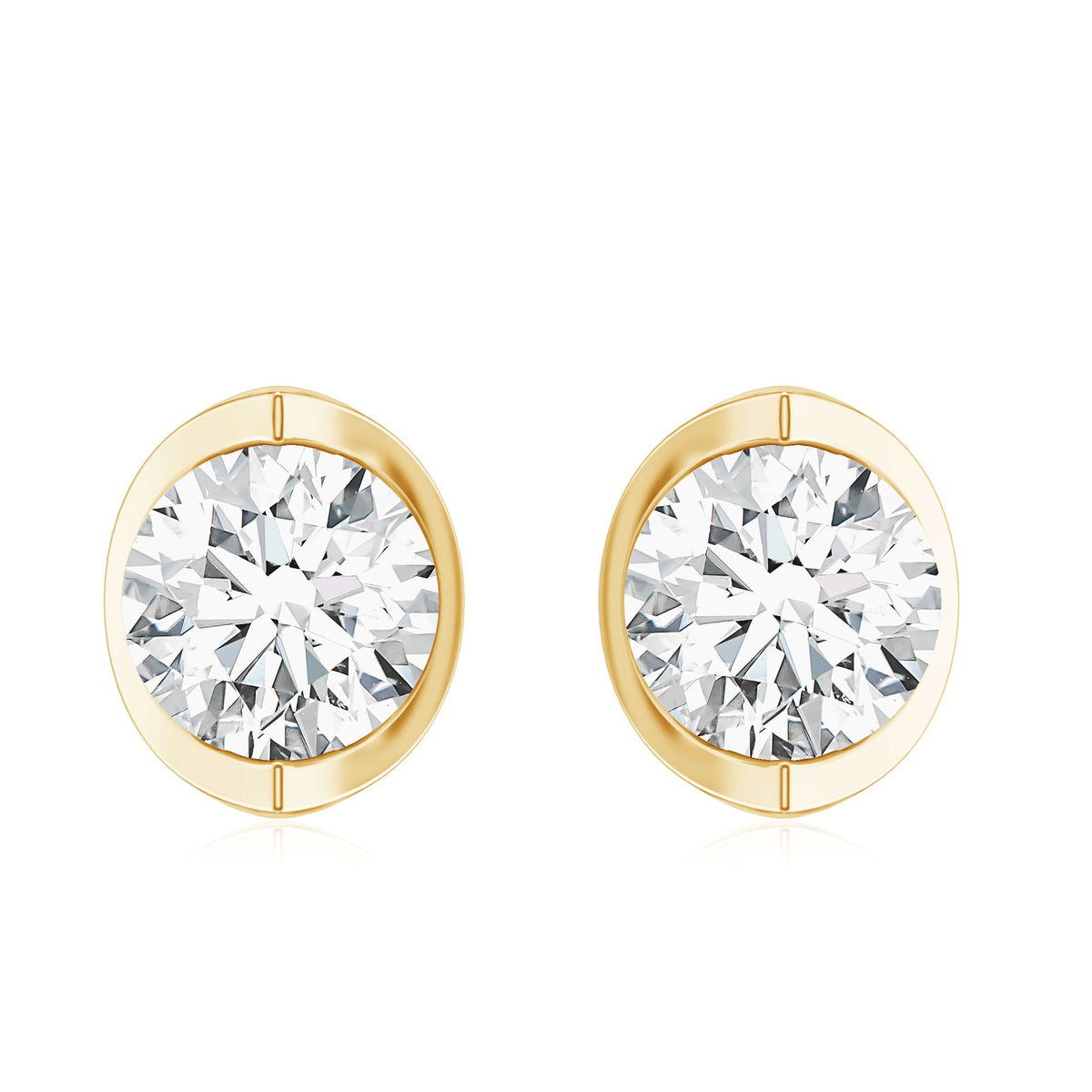 Minimalist 0.63 Carat Round Moissanite Solitaire Stud Earrings