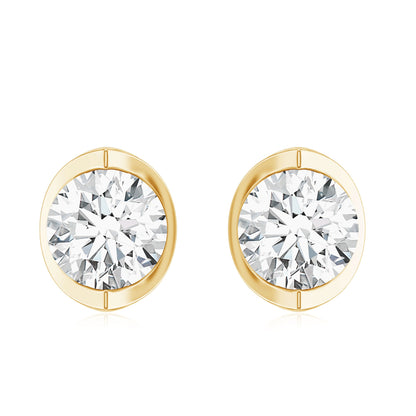 Minimalist 0.63 Carat Round Moissanite Solitaire Stud Earrings