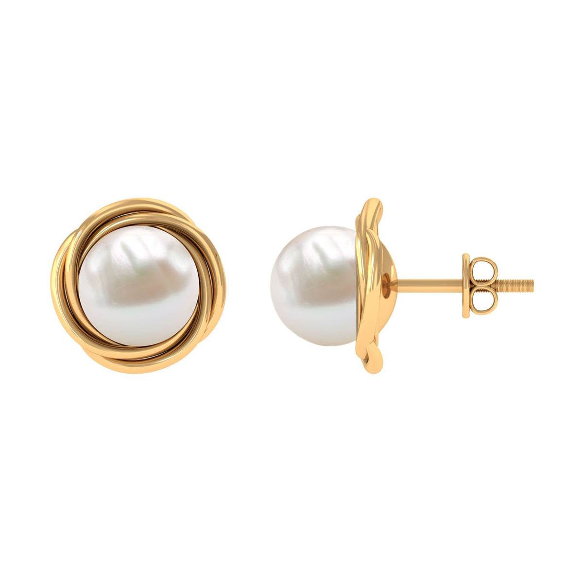 Genuine Freshwater Pearl Swirl Earrings with Screw Back