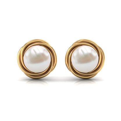 Genuine Freshwater Pearl Swirl Earrings with Screw Back