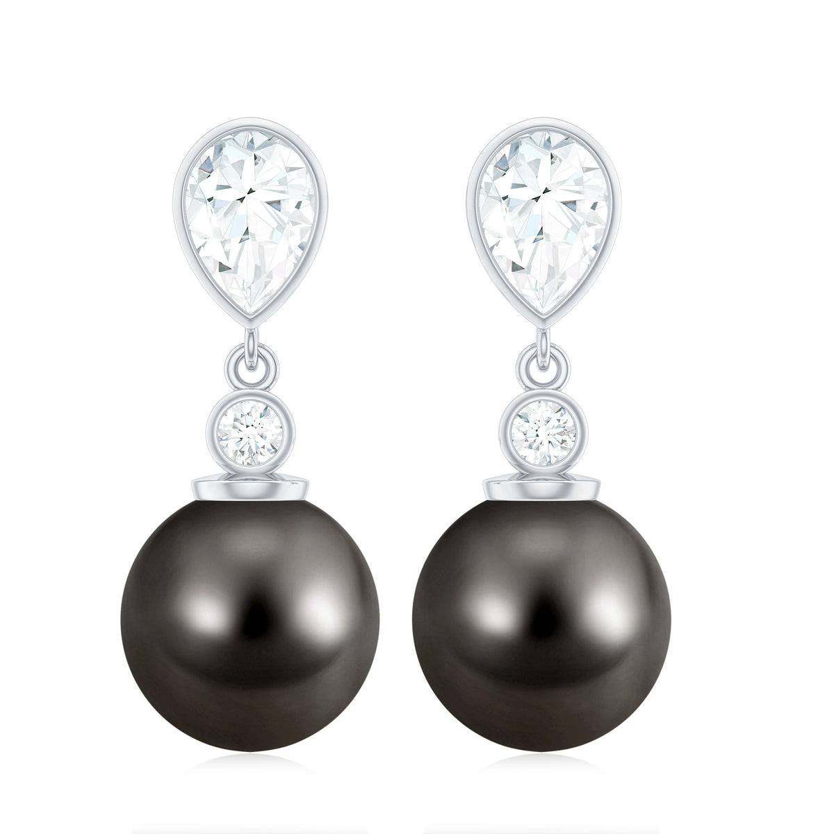 Certified 16 Carat Cultured Tahitian Black Drop Earrings for Women