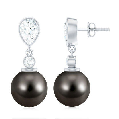 Certified 16 Carat Cultured Tahitian Black Drop Earrings for Women