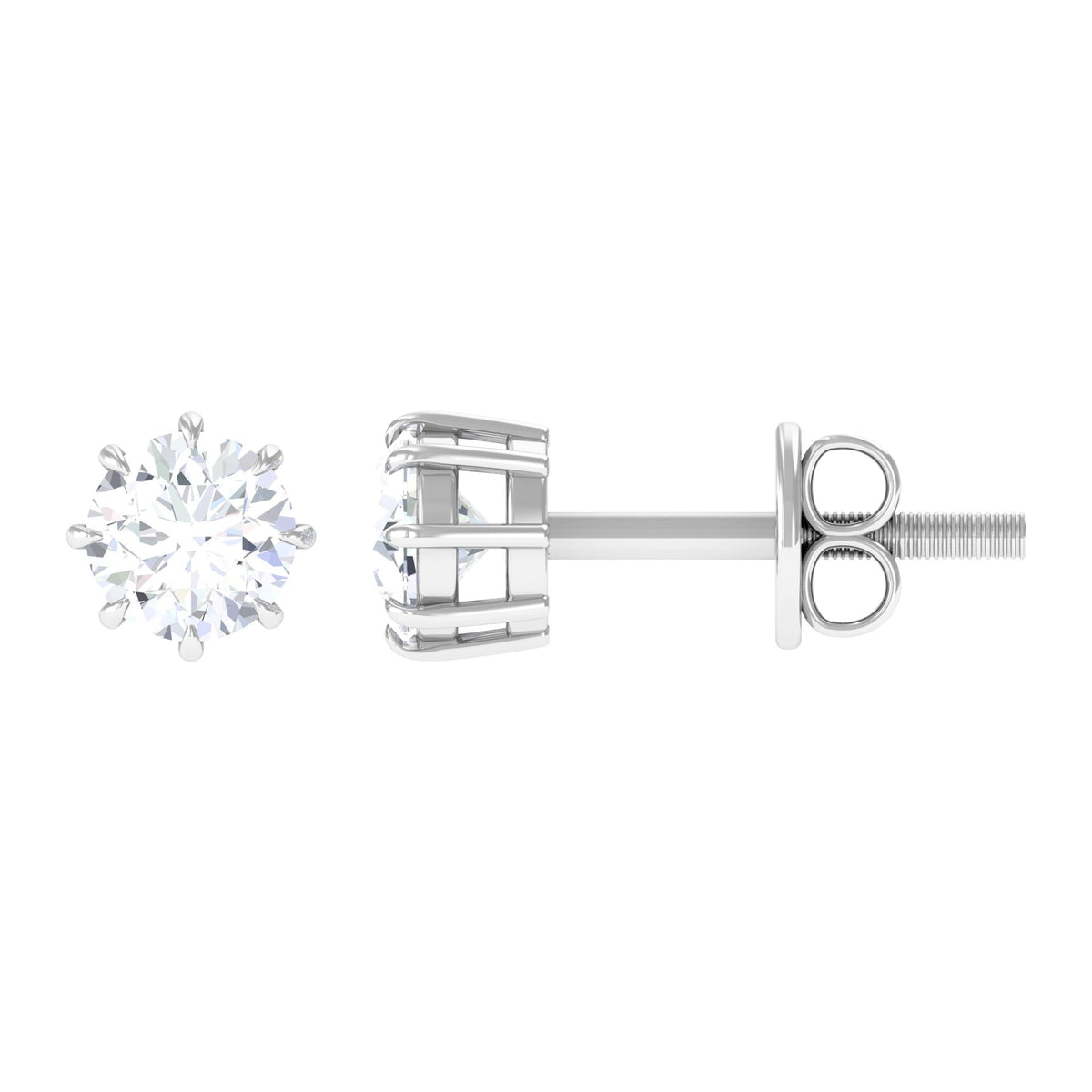 0.5 Carat Natural Diamond Solitaire Stud Earrings in 8 Claw Prong Setting