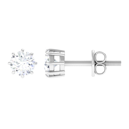 0.5 Carat Natural Diamond Solitaire Stud Earrings in 8 Claw Prong Setting