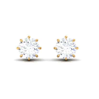 0.5 Carat Natural Diamond Solitaire Stud Earrings in 8 Claw Prong Setting