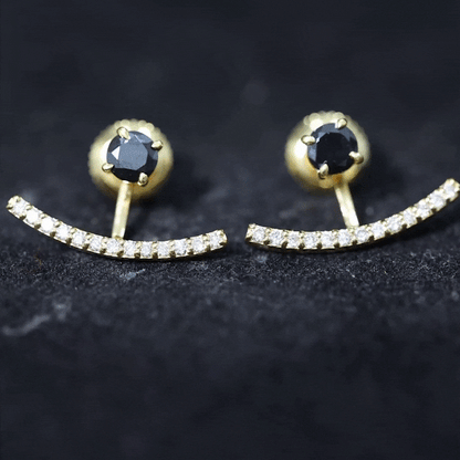 0.9 Carat Black Spinel Jacket Earrings with Diamond Stones