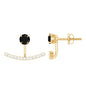 0.9 Carat Black Spinel Jacket Earrings with Diamond Stones