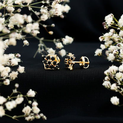 Art Deco Inspired Black Onyx Cluster Stud Earrings for Women