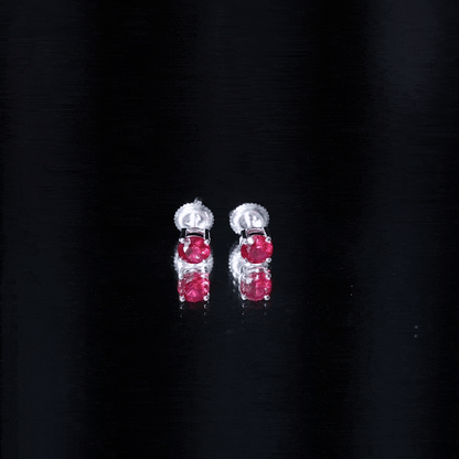 Round Shape Lab Grown Ruby Solitaire Stud Earrings