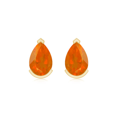 Natural 1 Carat Fire Opal Teardrop Stud Earrings