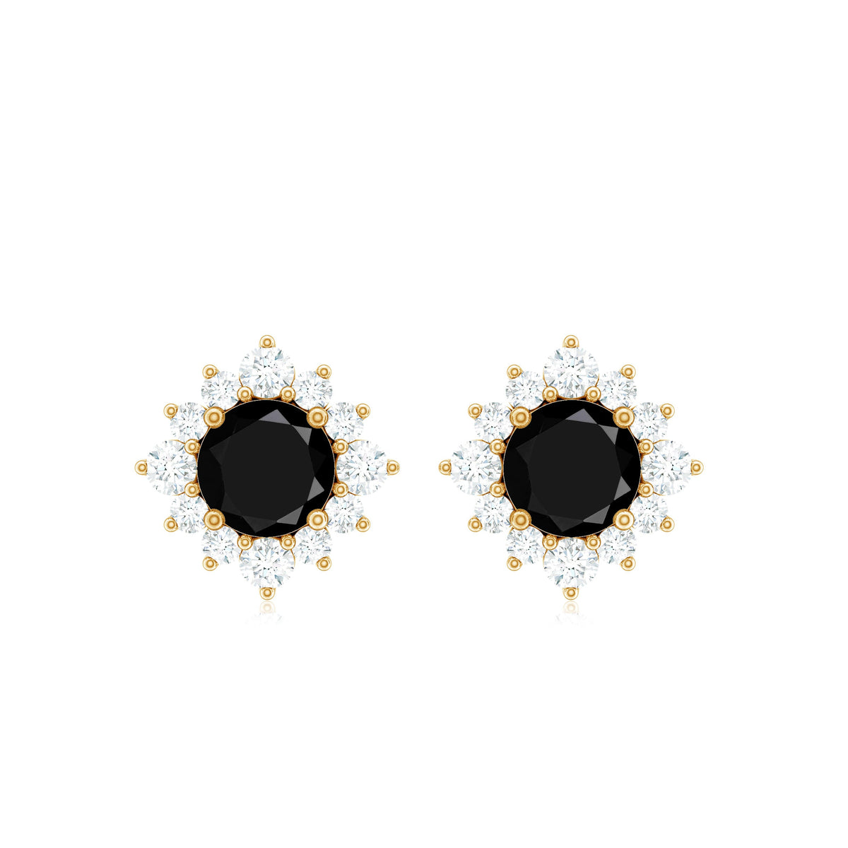 Round Lab Grown Black and White Diamond Halo Stud Earrings