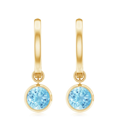 Natural Aquamarine Hoop Drop Earrings with Certificate