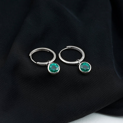 1.6 Carat Bezel Set Lab Grown Emerald Hinged Hoop Earrings