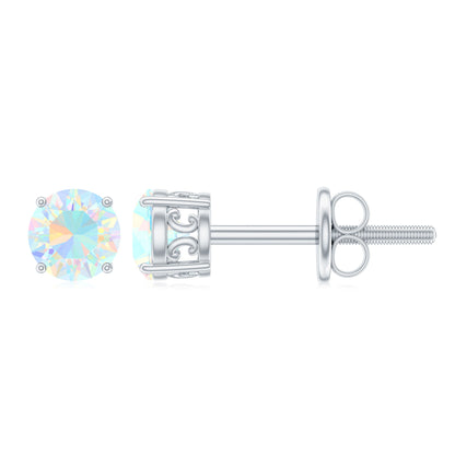 0.5 Carat Ethiopian Opal Solitaire Stud Earrings in 4 Prong Setting
