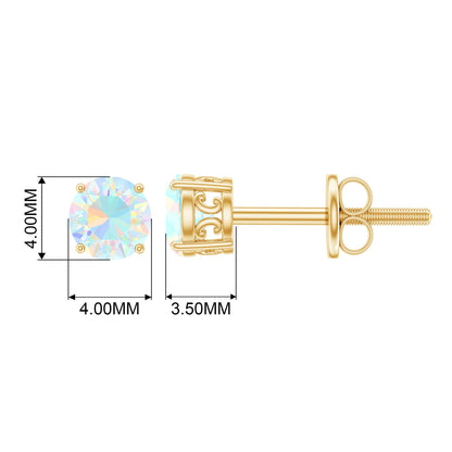 0.5 Carat Ethiopian Opal Solitaire Stud Earrings in 4 Prong Setting