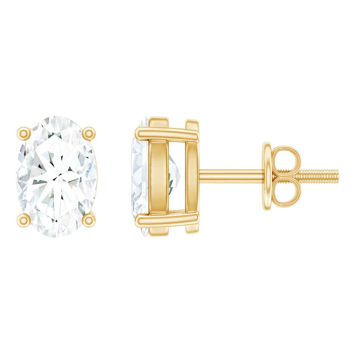 0.8 Carat Oval Shaped Lab Grown Diamond Solitaire Stud Earrings