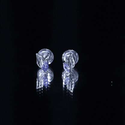 Natural Marquise Tanzanite Leaf Earrings with Screw Back
