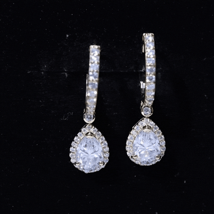Certified Moissanite Teardrop Earrings with Hinged Hoop