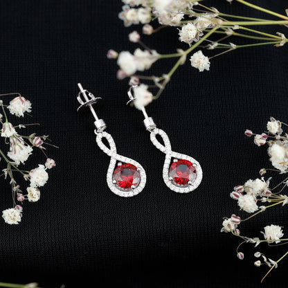 Lab Grown Ruby Diamond Drop Earrings