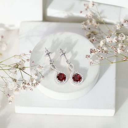 Lab Grown Ruby Diamond Drop Earrings