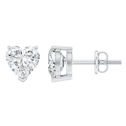 1 Carat Lab Grown Diamond Heart Stud Earrings in 14K Gold Plated Silver