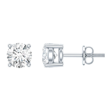 Certified Cubic Zirconia Half Carat Stud Earrings with Screw Back