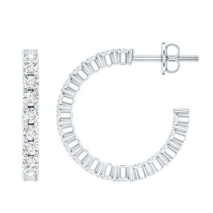 Lab Grown Diamond Hoop Earrings with Screw Back