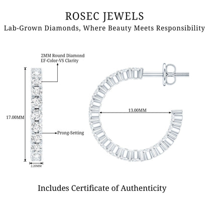 Lab Grown Diamond Hoop Earrings with Screw Back