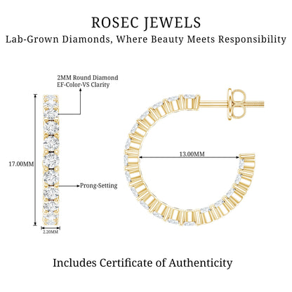 Lab Grown Diamond Hoop Earrings with Screw Back