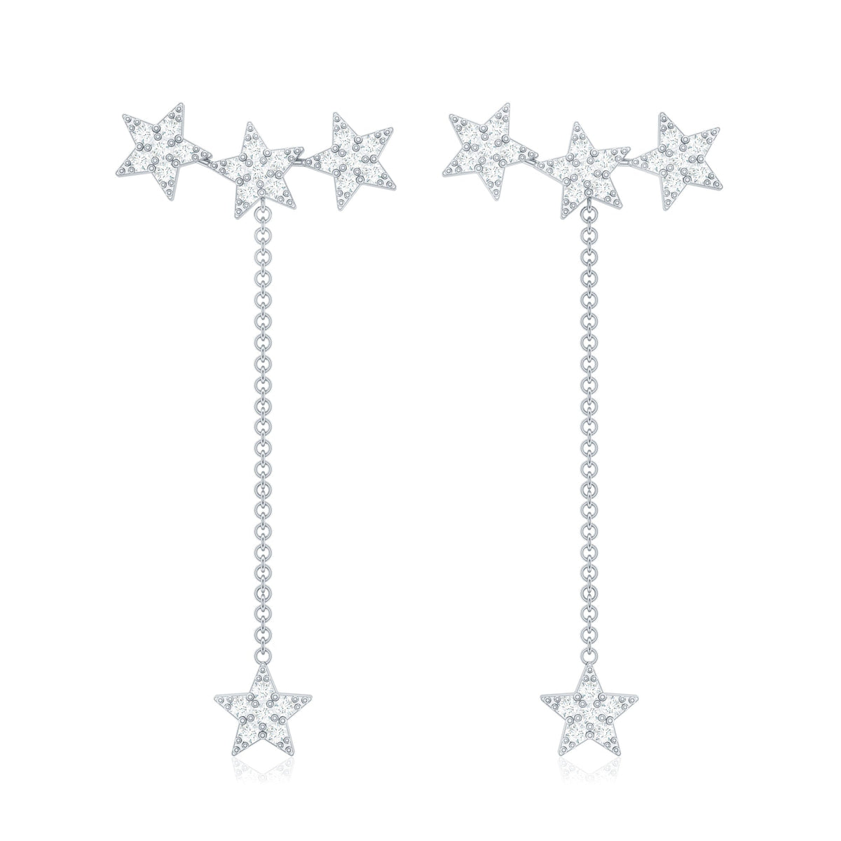 Natural Diamond Star Dangle Earrings