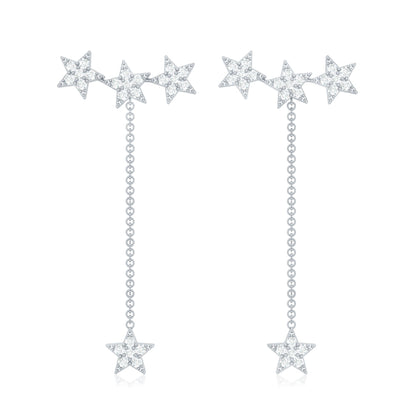 Natural Diamond Star Dangle Earrings
