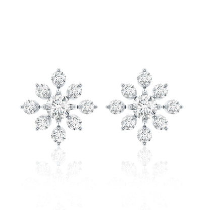 Round Cut Diamond Flower Stud Earrings for Women
