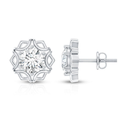 Lab Grown Diamond 1.9 Carat Stud Earrings With Screw Back