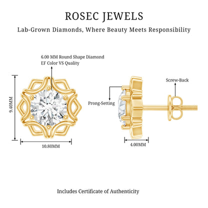 Lab Grown Diamond 1.9 Carat Stud Earrings With Screw Back