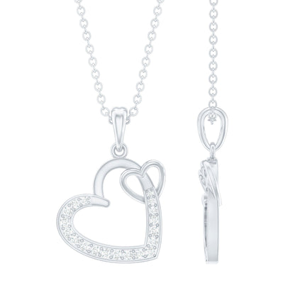 Natural Diamond Interlocked Heart Pendant Necklace
