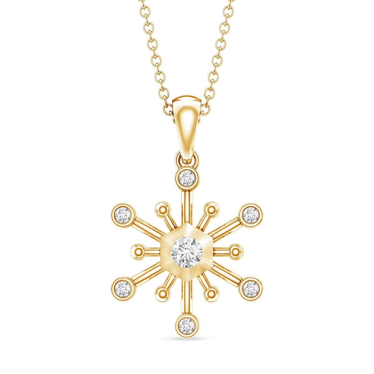 Diamond Snowflake Pendant Necklace for Women