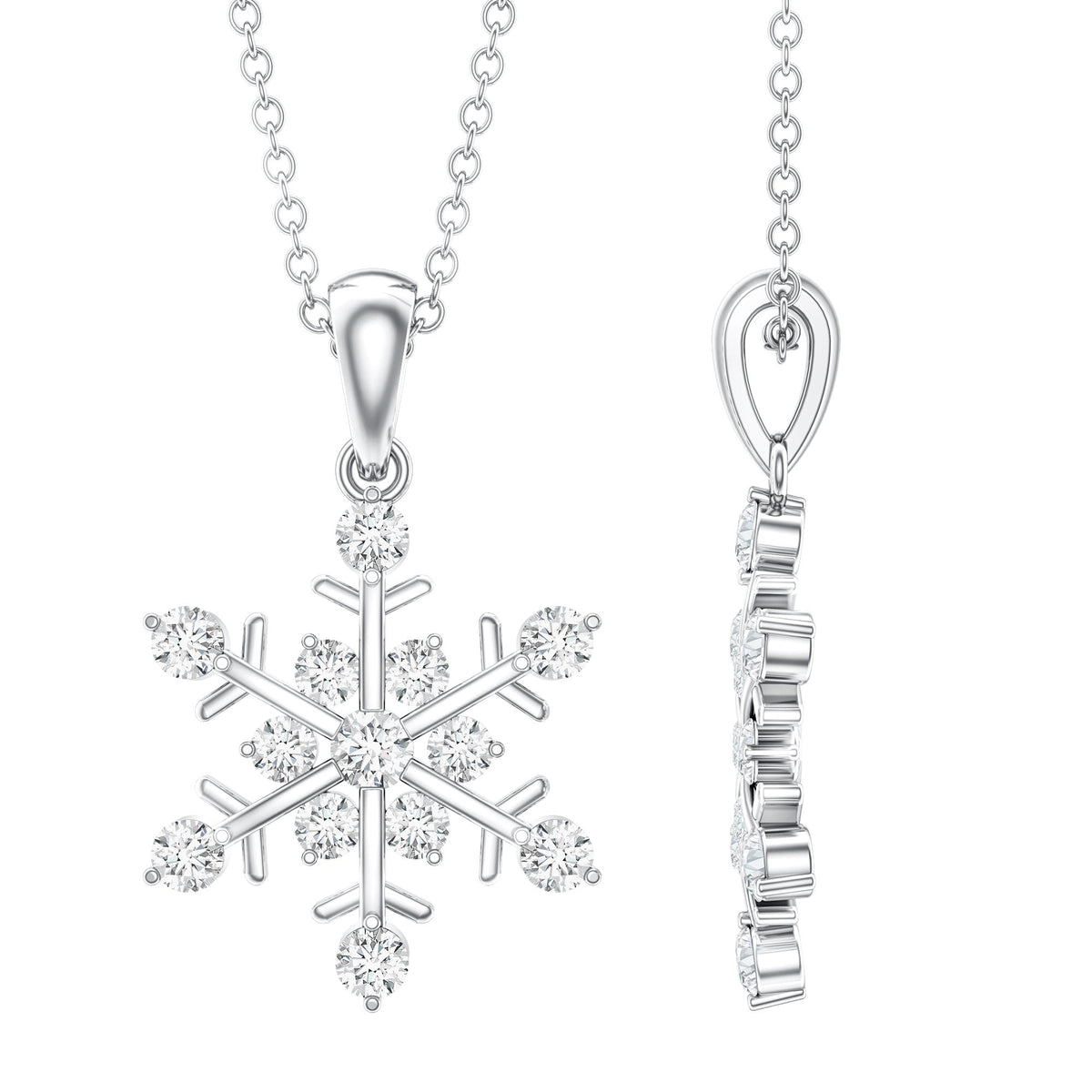 Certified Moissanite Snowflake Necklace Pendant for Women