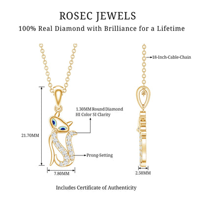 Certified Diamond Kitty Necklace For Women